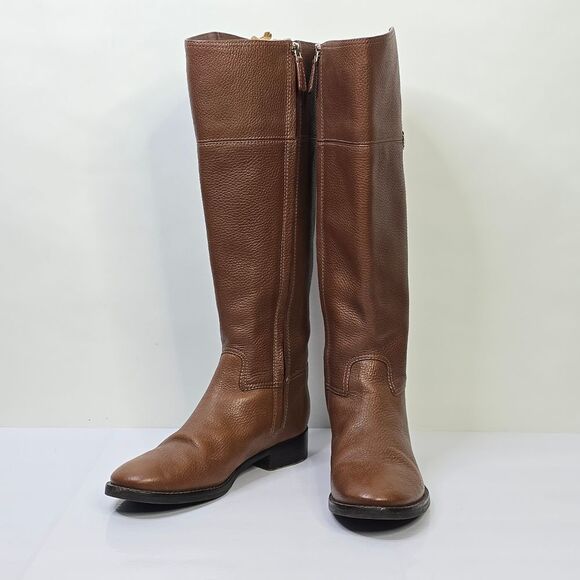 Tory Burch Brown Jolie Leather Riding Boots - Picture 2 of 10